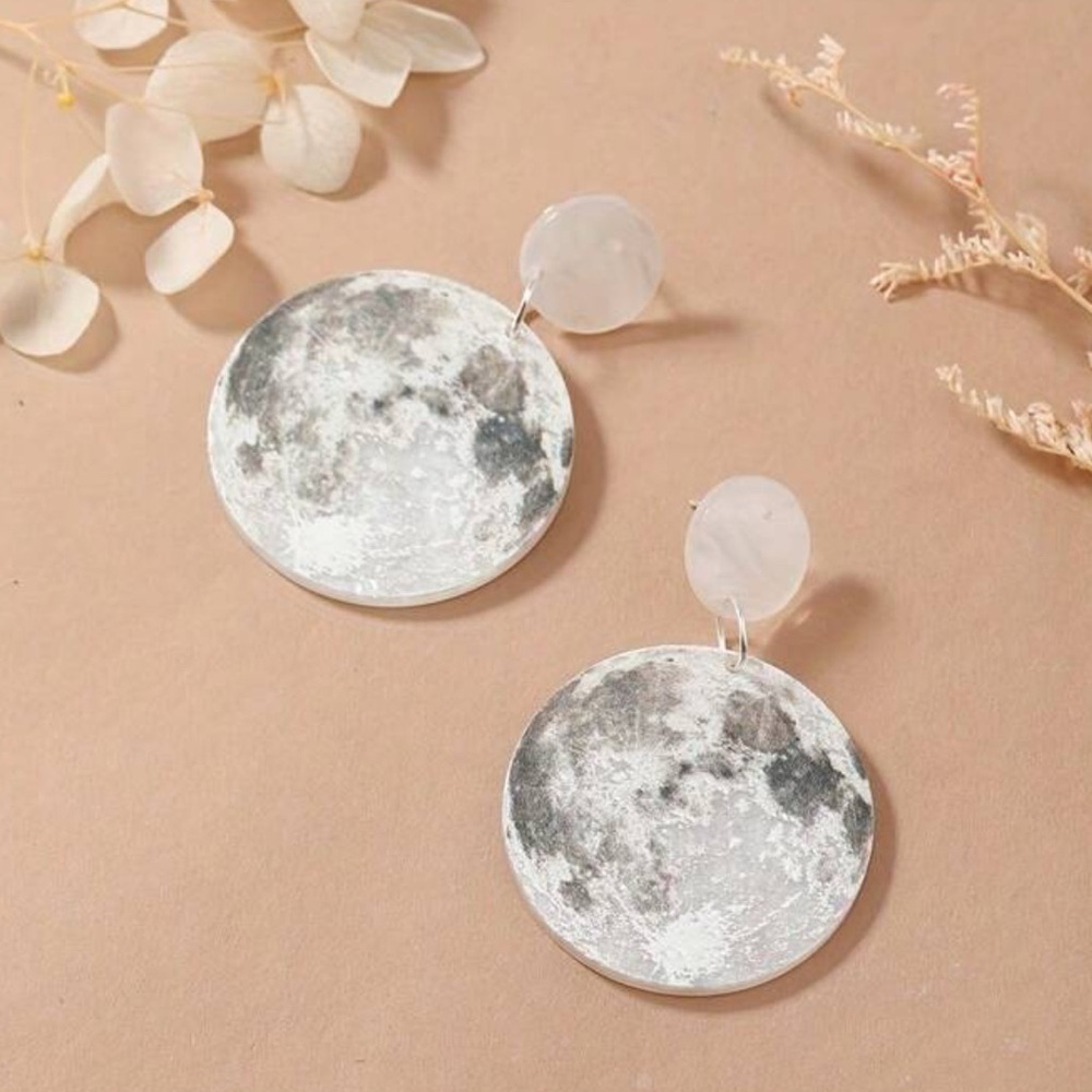 2/$30🌵 Full Moon Acrylic Earrings Night Sky Outer Space Jewelry Gift NEW - Picture 9 of 10